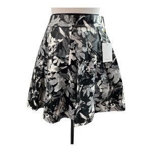 FRNCH PARISWomen Black Floral Faux Leather Circle Skirt Above Knee Sz-S NWT-FLAW